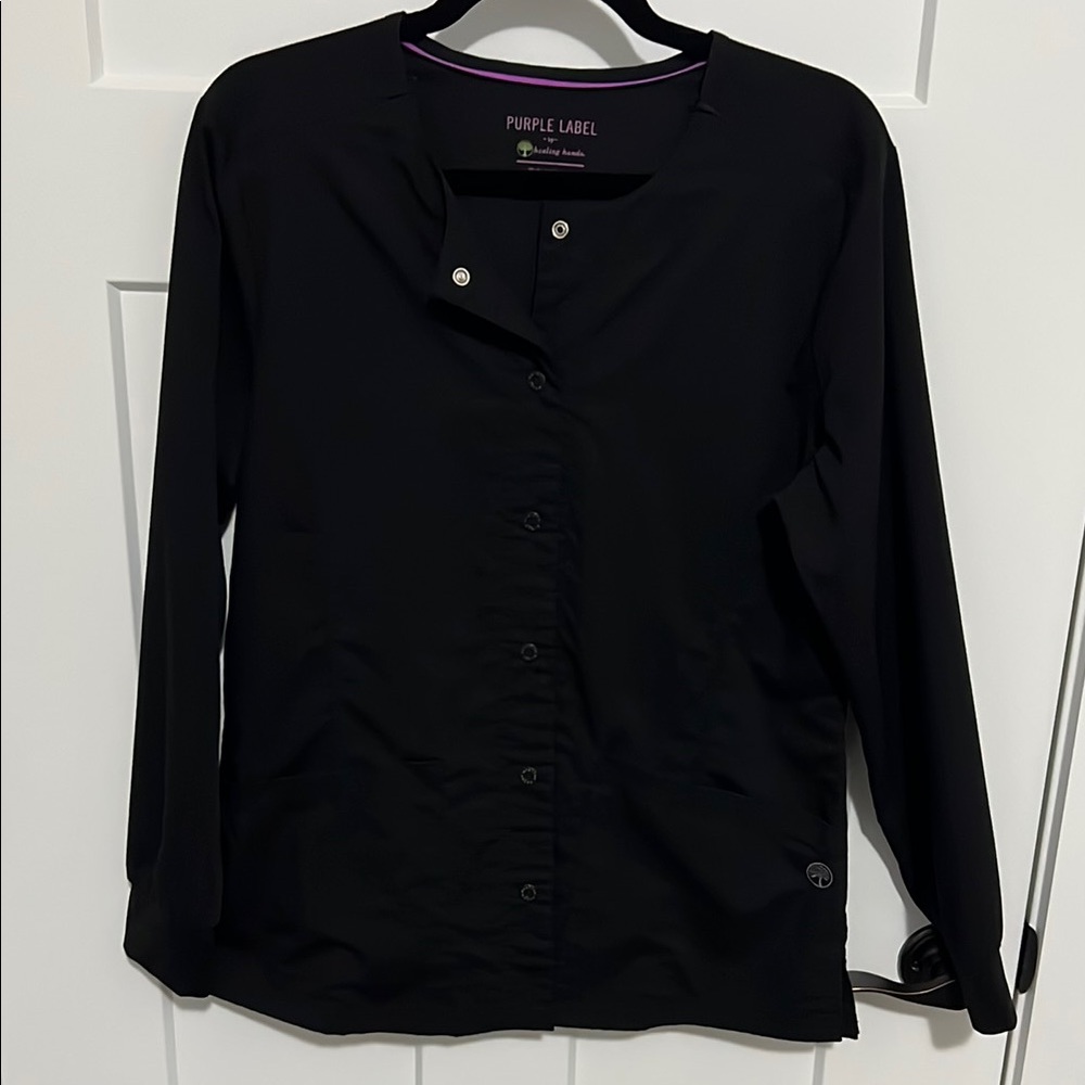 Purple Label by Healing Hands - Women's Black scrub jacket, size M